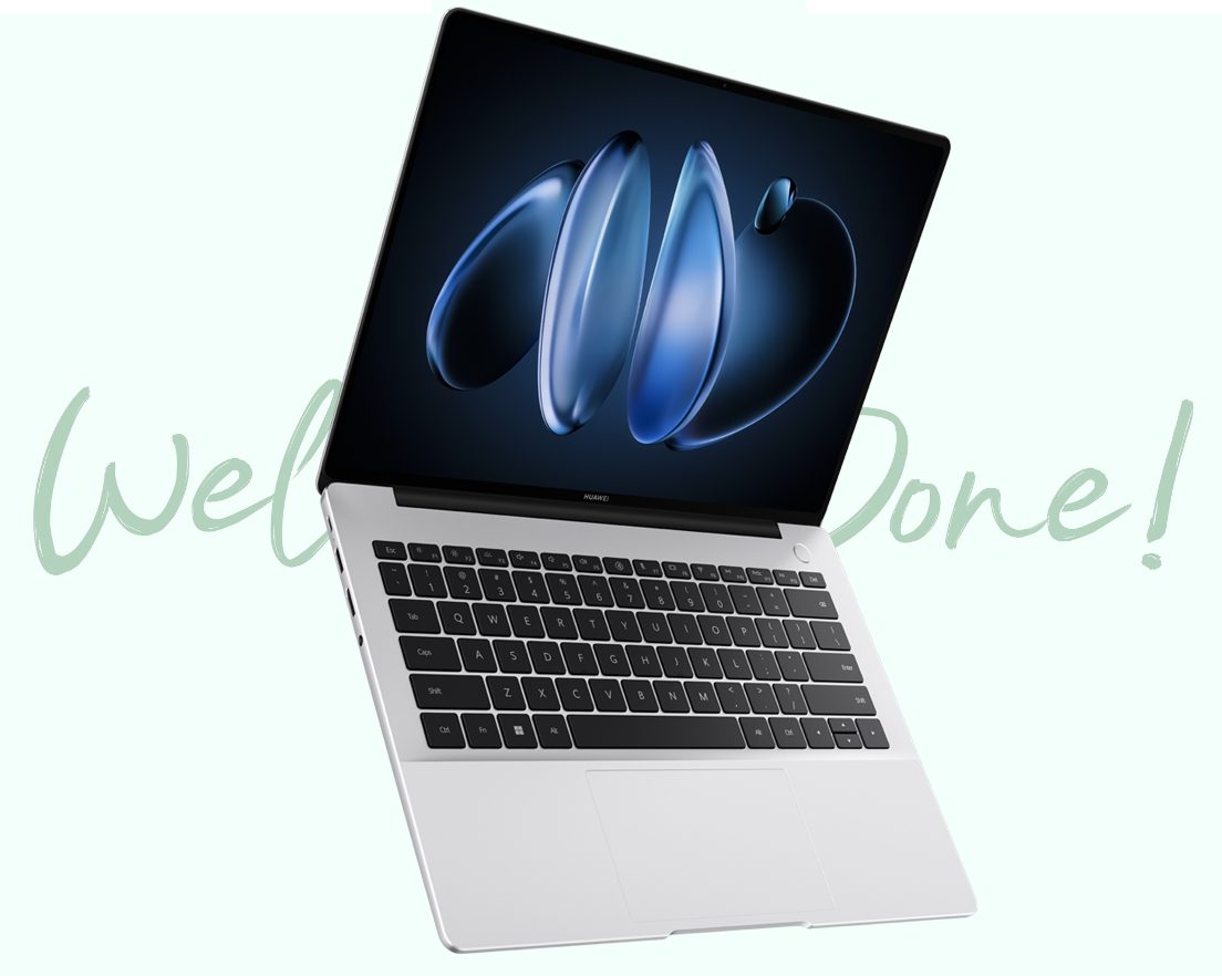 Huawei MateBook 14 OLED sobre escritorio minimalista